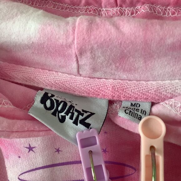 Bratz Pink Tie Dye Y2K McBling Nostalgia Colorful Graphic Hoodie Medium - Picture 12 of 13